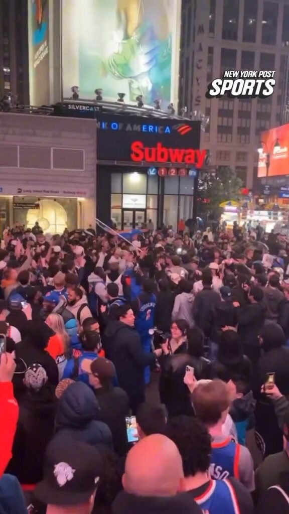 Ecstatic Knicks fans celebrate after team is one win away from NBA Finals