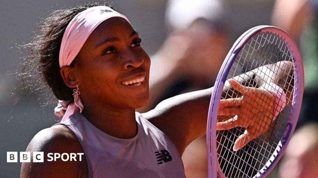 Coco Gauff smiles after first-round win