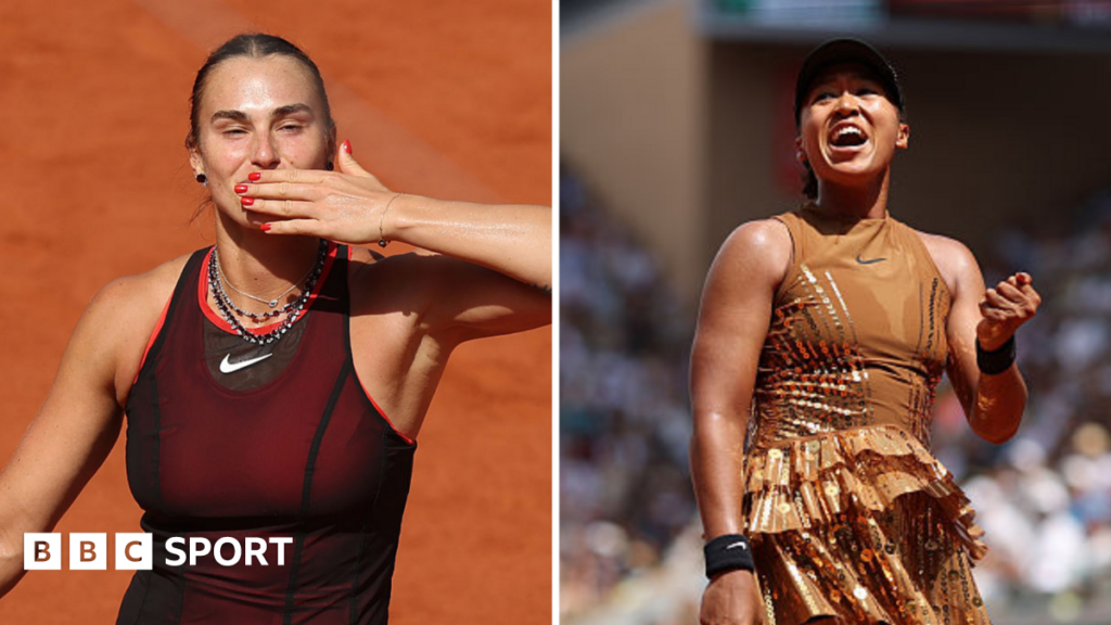 Aryna Sabalenka and Naomi Osaka in a split picture