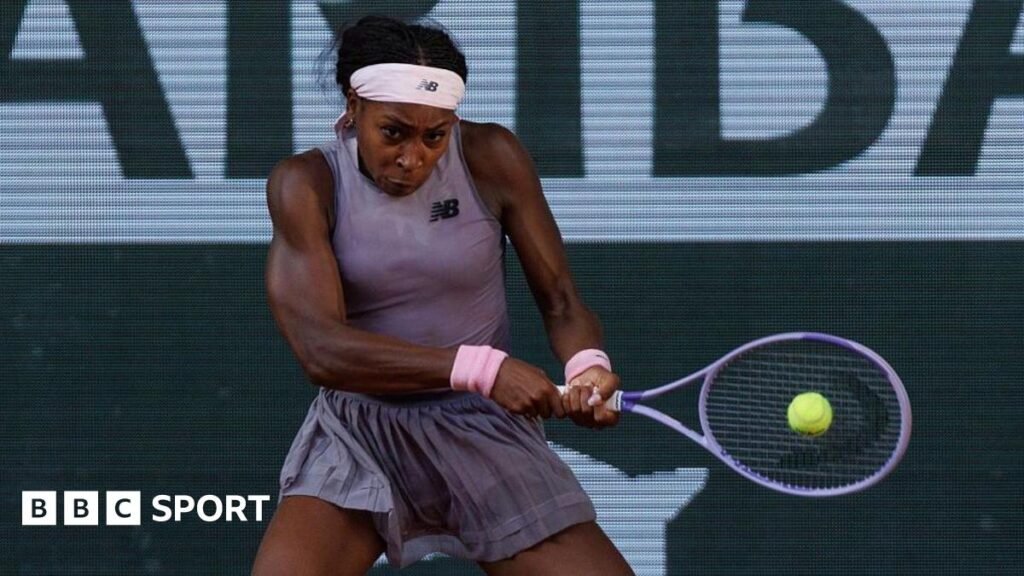 Coco Gauff in action at the 2026 French Open