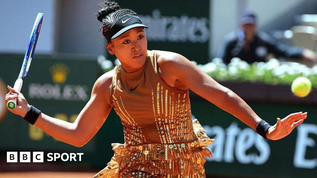 French Open 2026 results: Naomi Osaka sparkles in golden ‘Eiffel Tower’ outfit in first-round win Naomi Osaka wears a gold sequined dress in the first round at the French Open