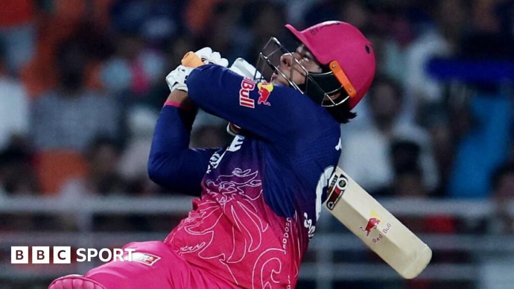 IPL 2026: Vaibhav Sooryavanshi stuns again with 97 in eliminator Vaibhav Sooryavanshi holding a cricket bat over his shoulder