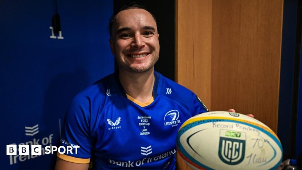 James Lowe: Future of Leinster and Ireland wing uncertain as contract expiry nears James Lowe celebrates with his record breaking ball