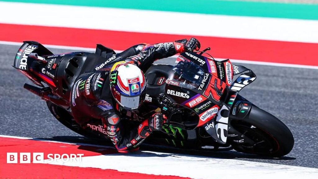 MotoGP leader Bezzecchi wins Italian Grand Prix Marco Bezzecchi leans low to his right as he takes a corner