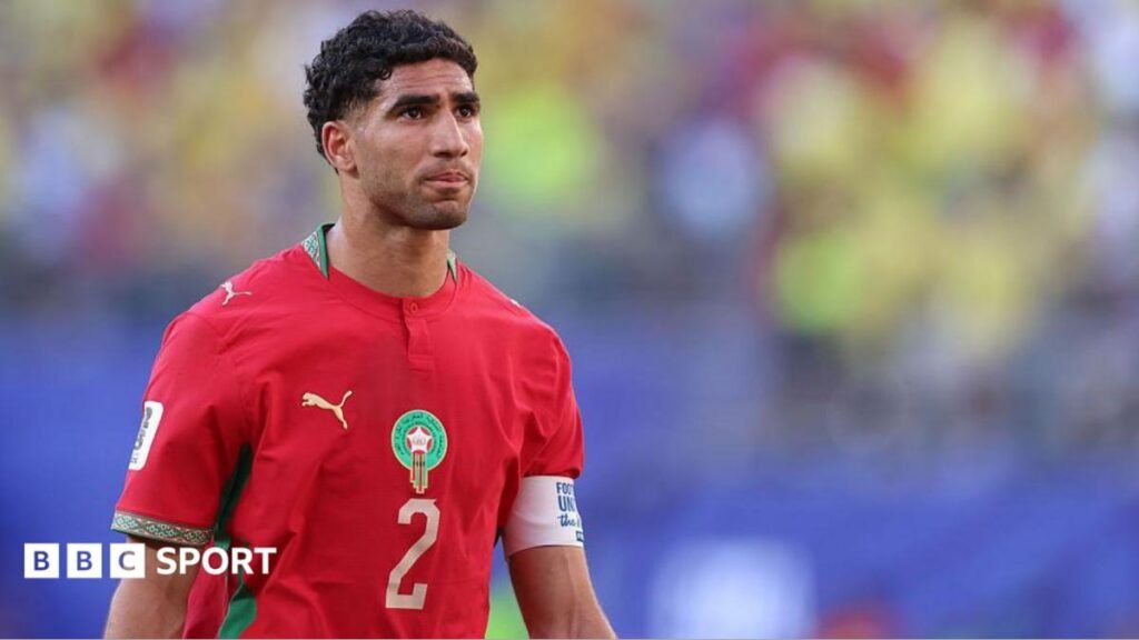Achraf Hakimi to stand trial for rape, French prosecutors confirm Achraf Hakimi pictured in Morocco kit