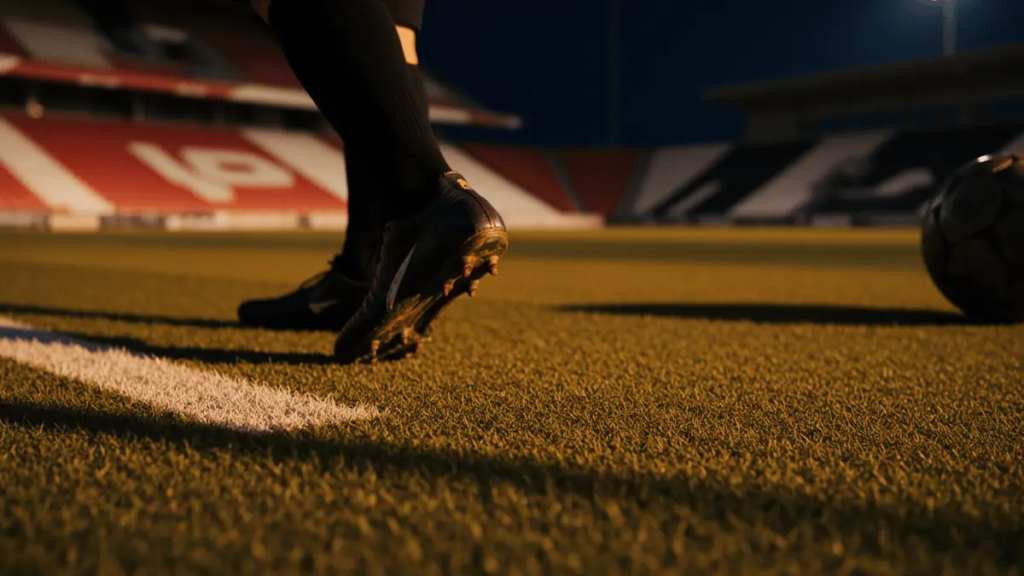 Austria vs Jordan World Cup 2026 Predictions and Picks Football pitch under floodlights at dusk with motion blur, shadow patterns, and national colour lighting across stands.