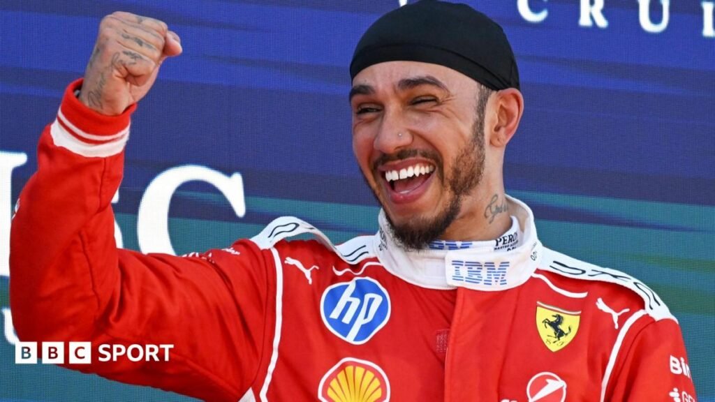 Barcelona-Catalunya Grand Prix: Lewis Hamilton wins first GP for Ferrari as Kimi Antonelli retires Lewis Hamilton clenches his right fist in celebration after winning the Barcelona-Catalunya Grand Prix