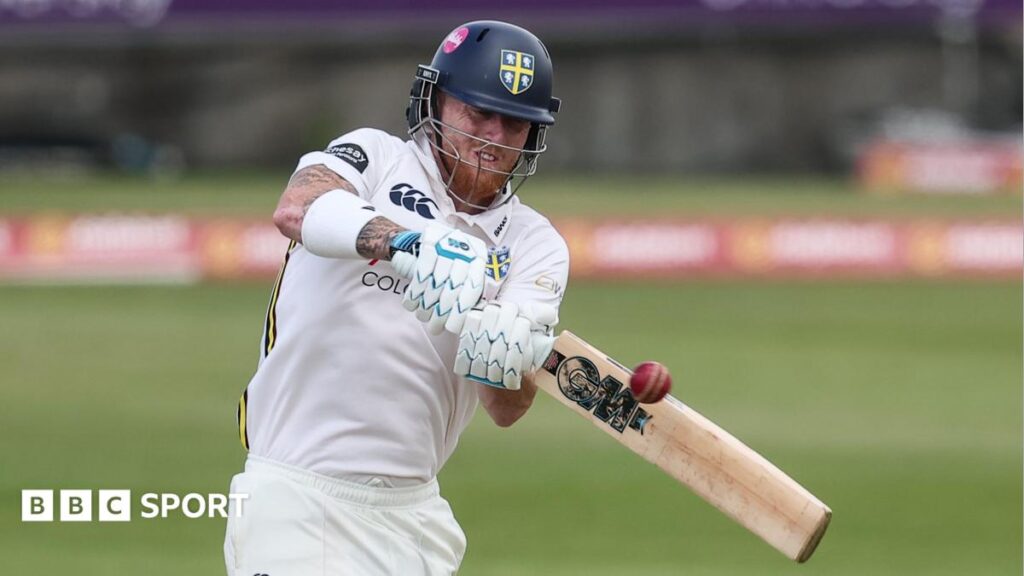 Ben Stokes: England captain makes 95 for Durham as national team struggle in New Zealand Test Ben Stokes, wearing a Durham batting helmet, plays a shot