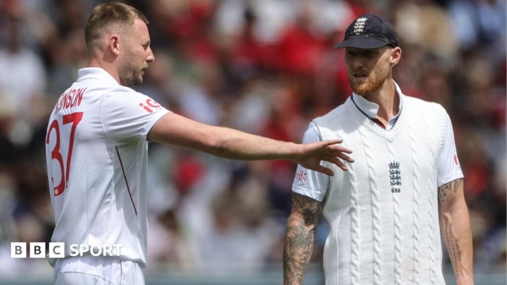 England fast bowler Gus Atkinson and captain Ben Stokes