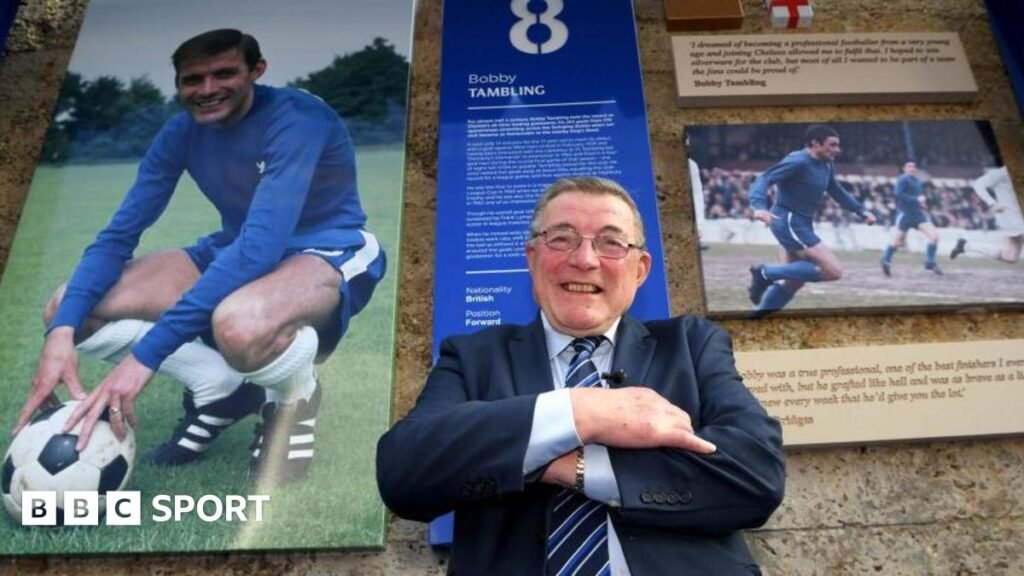 Bobby Tambling unveils a plaque in his honor at Stamford Bridge in 2019