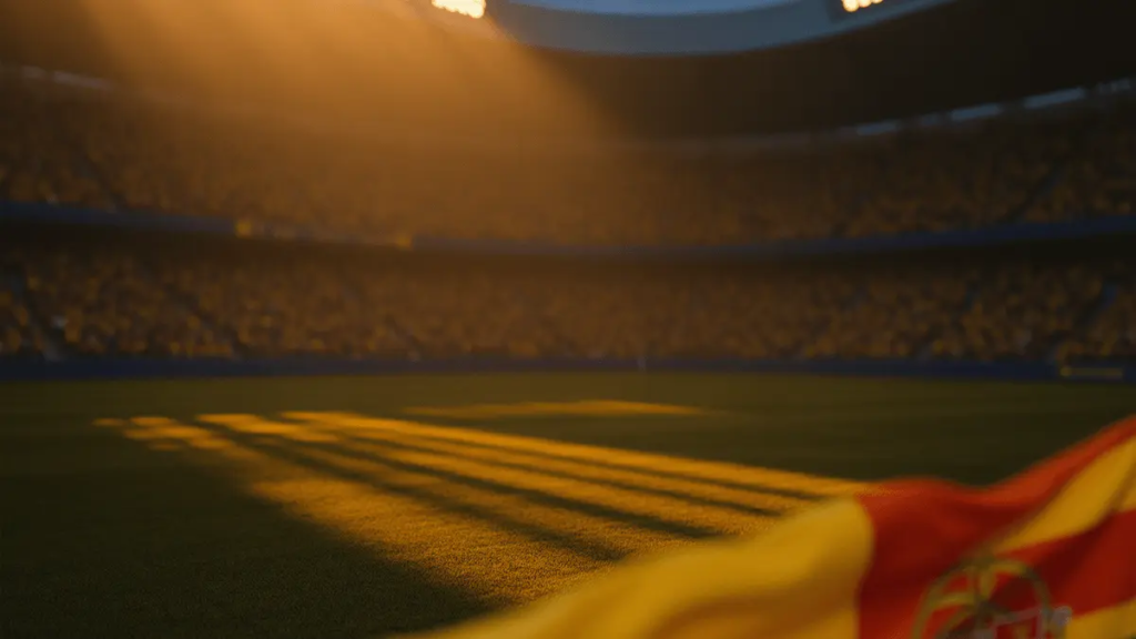 Colombia vs Portugal World Cup 2026 Predictions and Picks Floodlit stadium at golden-hour with packed stands, dramatic shadows, yellow-blue and red-green colour palette.
