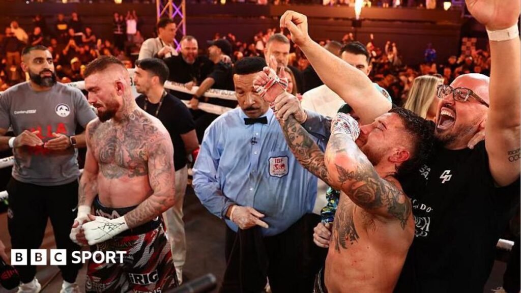 Crocker-Paro: Paro dethrones Crocker to land welterweight title Liam Paro celebrates as the verdict is announced with Lewis Crocker disappointed
