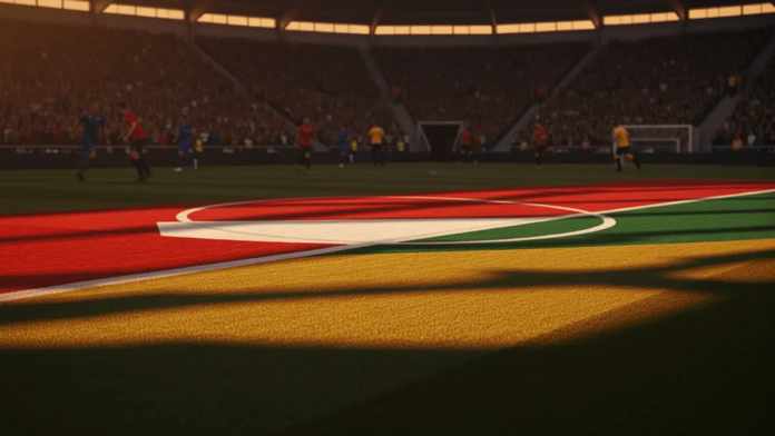 Czech Republic vs South Africa World Cup 2026 Predictions Floodlit World Cup 2026 stadium pitch with Czech red-white and South African green-gold atmospheric lighting during match play.