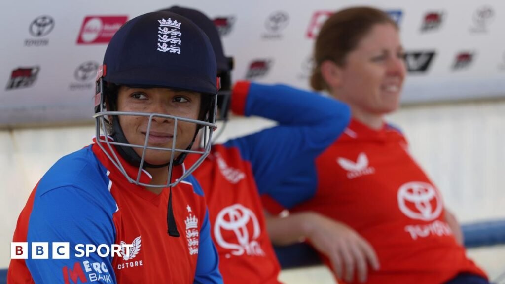 England vs India: Danni Wyatt-Hodge backs Sophia Dunkley despite lean run Sophia Dunkley looks on, with her helmet on, while waiting to bat
