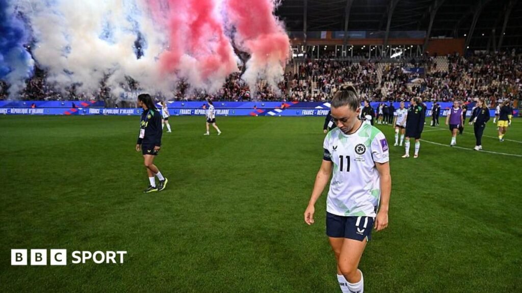 France 1-0 Republic of Ireland: Pain in Grenoble but hope for Irish as play-offs loom Katie McCabe dejected