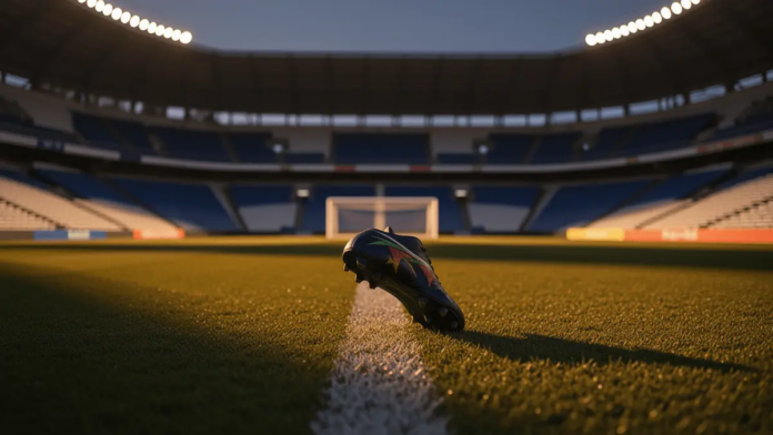 France vs Senegal World Cup 2026 Predictions and Picks Close-up boot on football pitch corner, floodlit stadium, blue-white-gold colour palette, dramatic evening shadows.