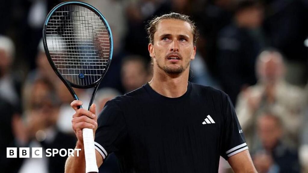 French Open 2026 results: Alexander Zverev beats Rafael Jodar to reach semi-finals Alexander Zverev holds up a tennis racquet