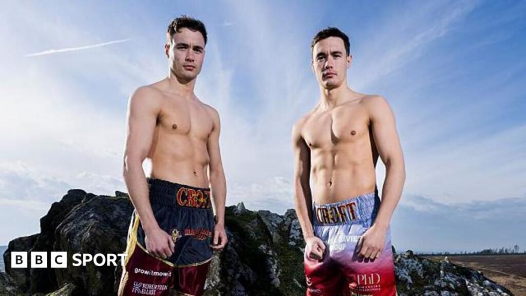 Garan and Ioan Croft: Twin aims of Welsh boxers Ioan (left) and Garan Croft pose in boxing shorts on Foel Drygarn hillfort in Pembrokeshire