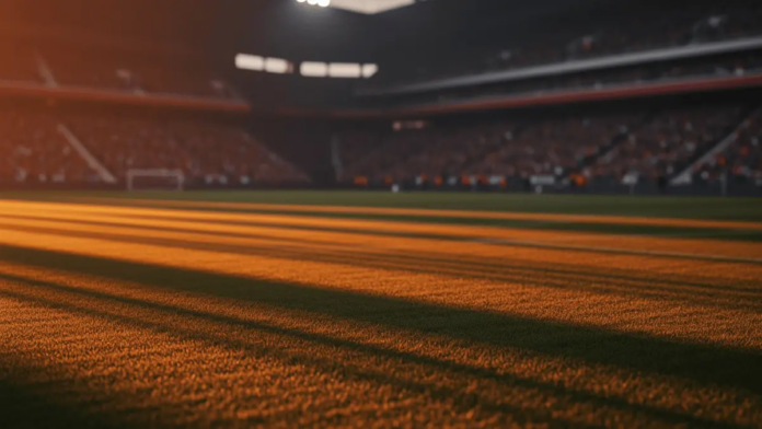 Germany vs Cote d’Ivoire World Cup 2026 Predictions and Picks Floodlit World Cup stadium pitch with dramatic shadows at golden-hour kick-off, empty arena background.