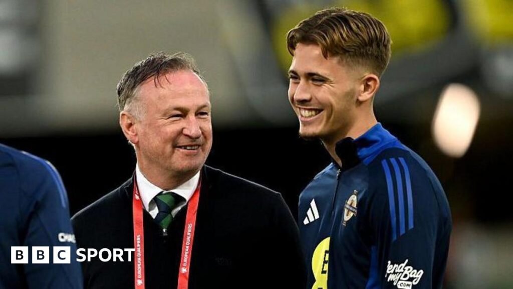 Guinea v Northern Ireland: Isaac Price ‘buzzing’ after O’Neill opts to stay with NI NI manager Michael O'Neill with Isaac Price