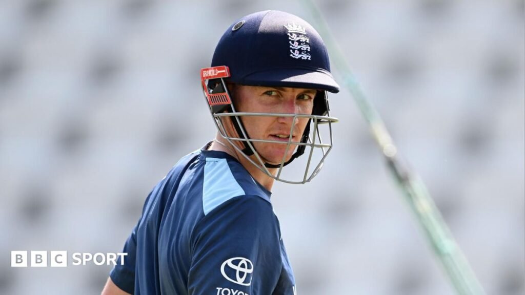 England batter Harry Brook during a training session