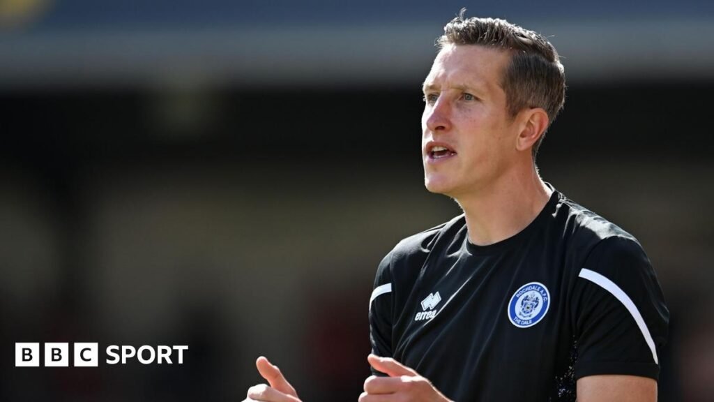 Jimmy McNulty on the touchline during a Rochdale game