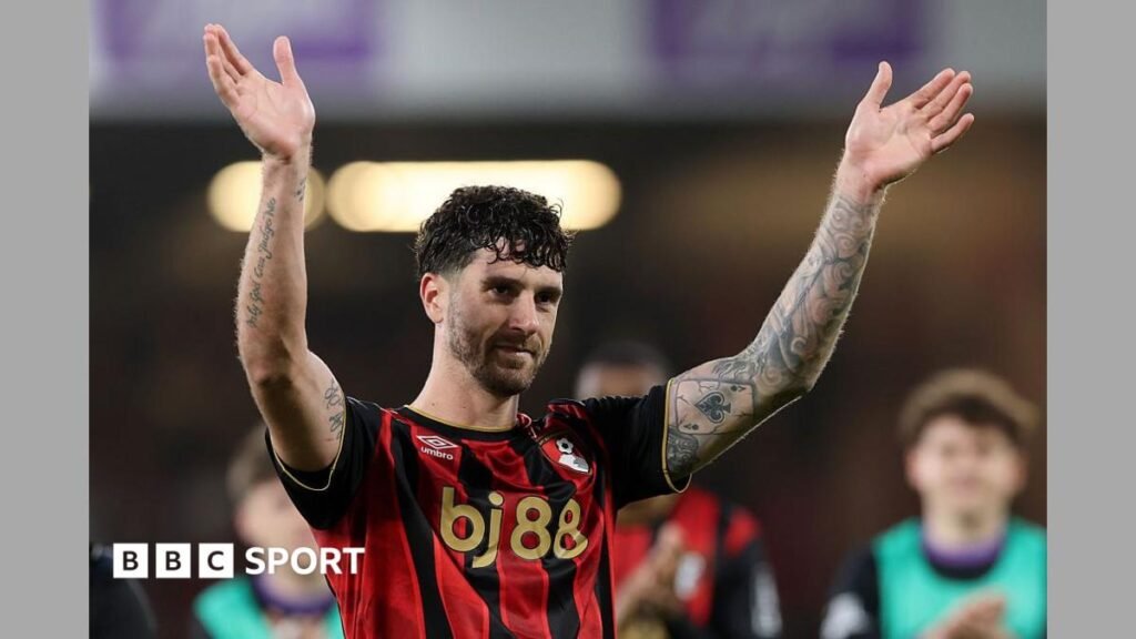 Marcos Senesi: Tottenham confirm signing of defender after Bournemouth exit Marcos Senesi in action for Bournemouth
