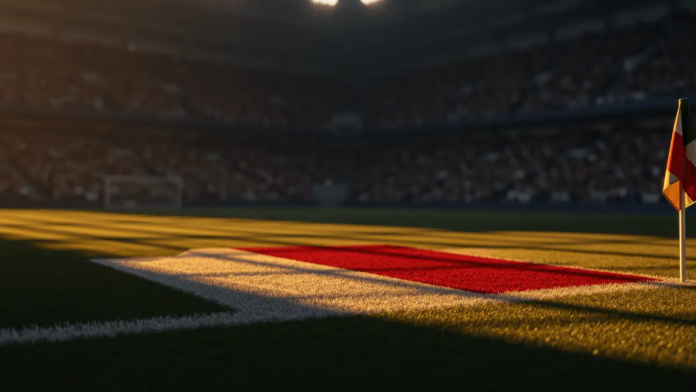 New Zealand vs Egypt World Cup 2026 Predictions and Picks Floodlit football pitch with dramatic shadows, packed stadium, golden-hour lighting, white and red-gold colour palette.