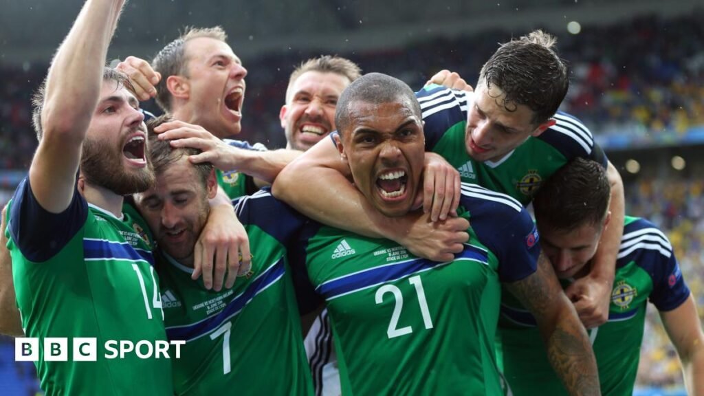Josh Magennis celebrates with Northern Ireland