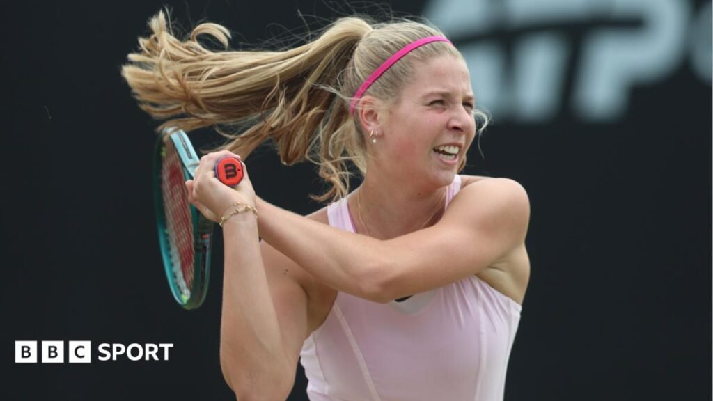 Nottingham Open: Hannah Klugman beaten by Marie Bouzkova in second round Hannah Klugman hits a backhand