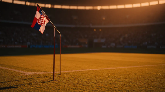 Panama vs Croatia World Cup 2026 Predictions and Picks Floodlit stadium pitch at golden hour with packed stands and dramatic shadow patterns, no players visible.
