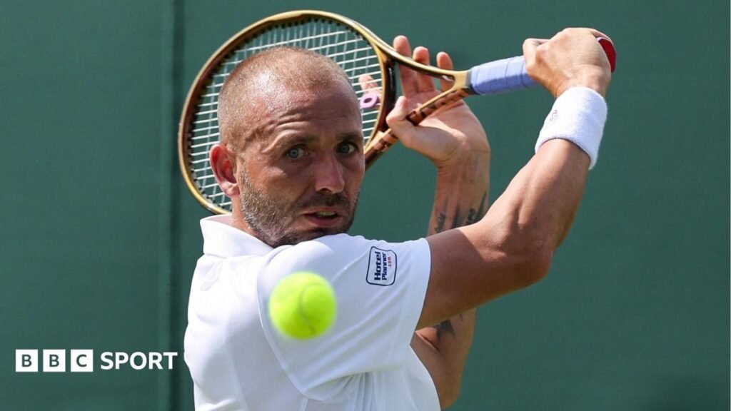 Queen’s: Dan Evans criticises lack of wildcard but still hopes for Wimbledon place Dan Evans hits a backhand