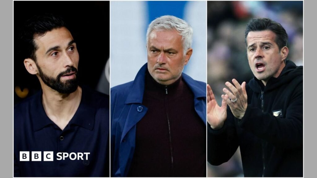 A composite picture of three images showing Alvaro Arbeloa, Jose Mourinho and Marco Silva