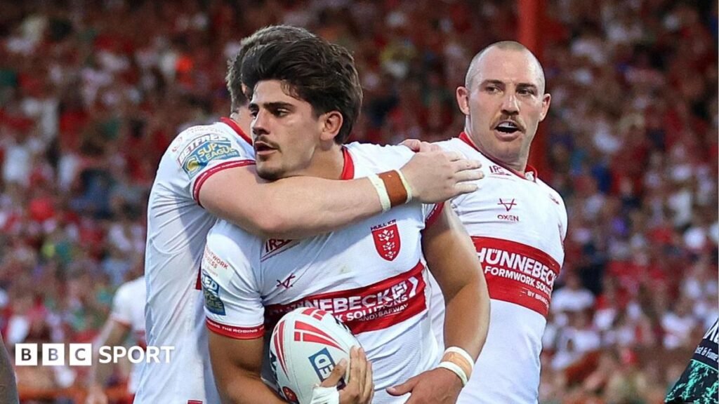 Super League: Hull KR 22-8 Leigh Leopards – Robins claim deserved win Hull KR's Bill Leyland celebrates his try against Leigh Leopards