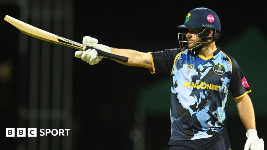 Glamorgan's Sean Dickson raises the bat