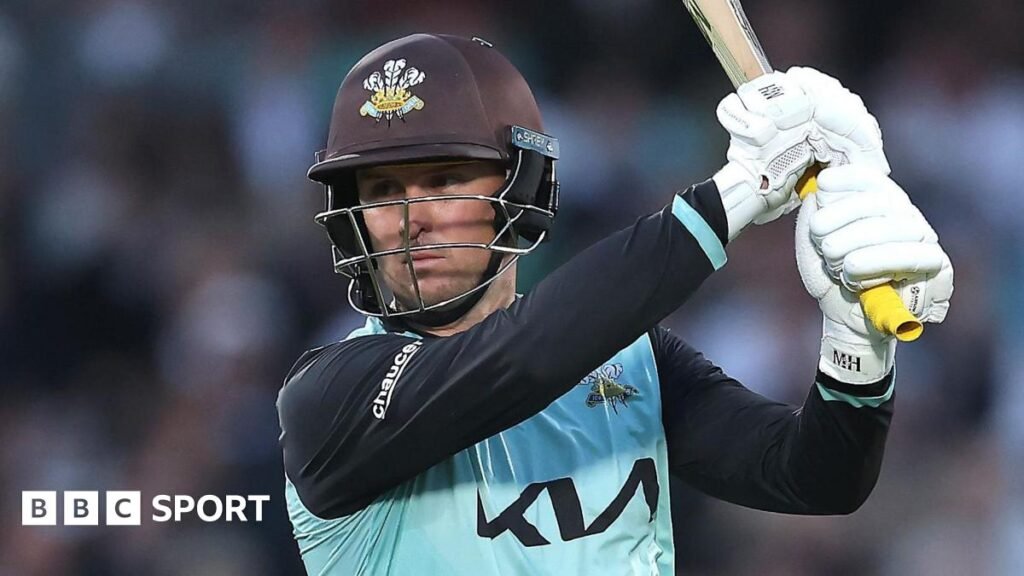 T20 Blast: Surrey beat Middlesex by eight wickets Jason Roy swishes his bat next to his left shoulder