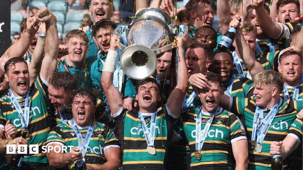 The Prem final: Northampton 26-17 Exeter: George Hendy’s double helps Saints to title George Hendy scores a try for Northampton