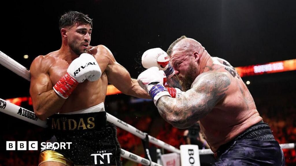 Tommy Fury beats Eddie Hall in Manchester exhibition boxing bout Oleksandr Usyk and Rico Verhoeven face off