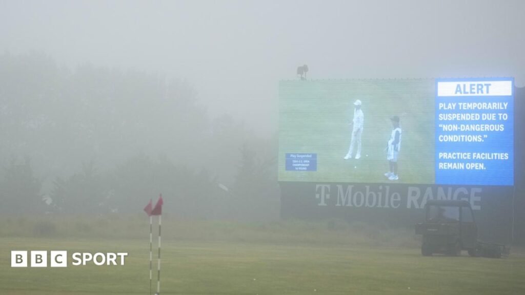 US Open 2026: Fog halts opening round at Shinnecock Hills before Rory McIlroy and Scottie Scheffler start A view of the fog at Shinnecock Hills