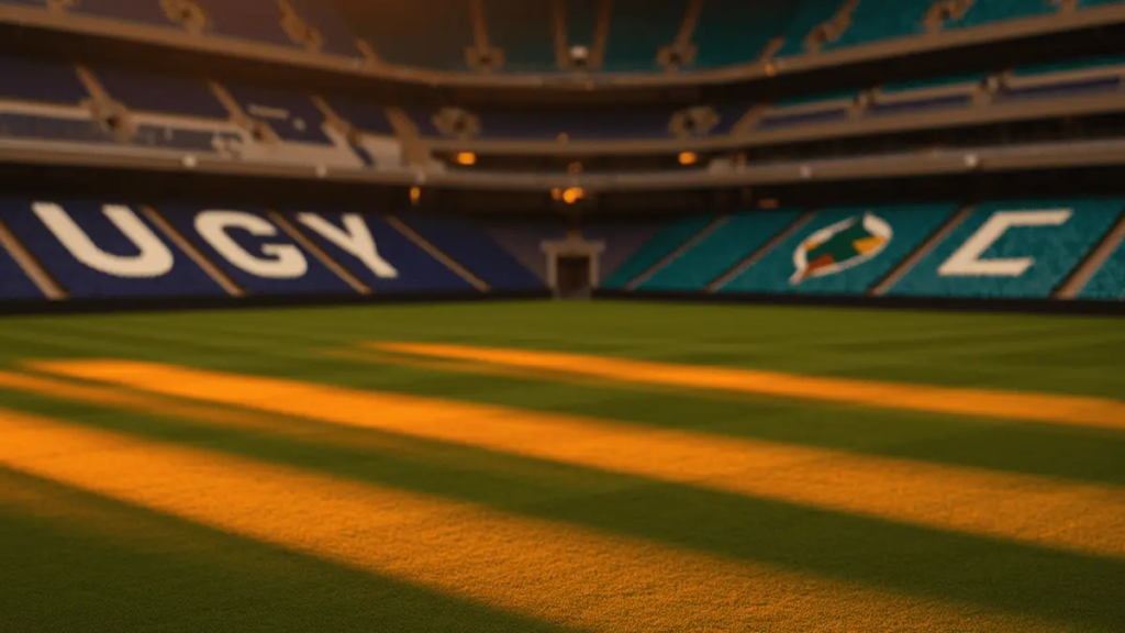 Uruguay vs Cape Verde World Cup 2026 Predictions and Best Bets Floodlit football stadium at dusk with geometric shadow patterns on pitch, blue and white seating contrasting with navy and sea-green sections.