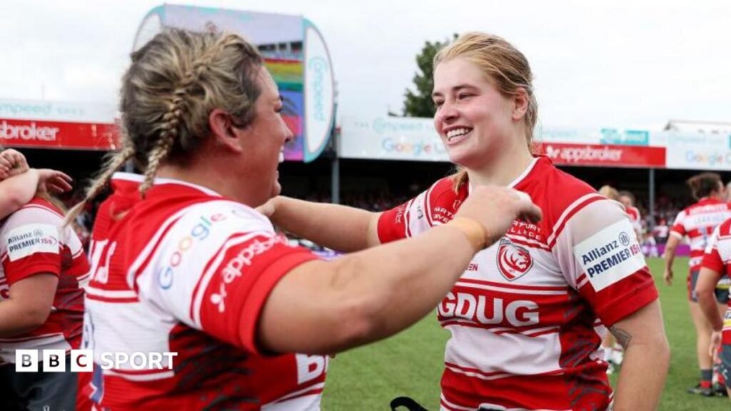 Wales duo Lewis and Jones depart Gloucester-Hartpury Kelsey Jones (left) and Bethan Lewis (right) hug after winning the PWR title