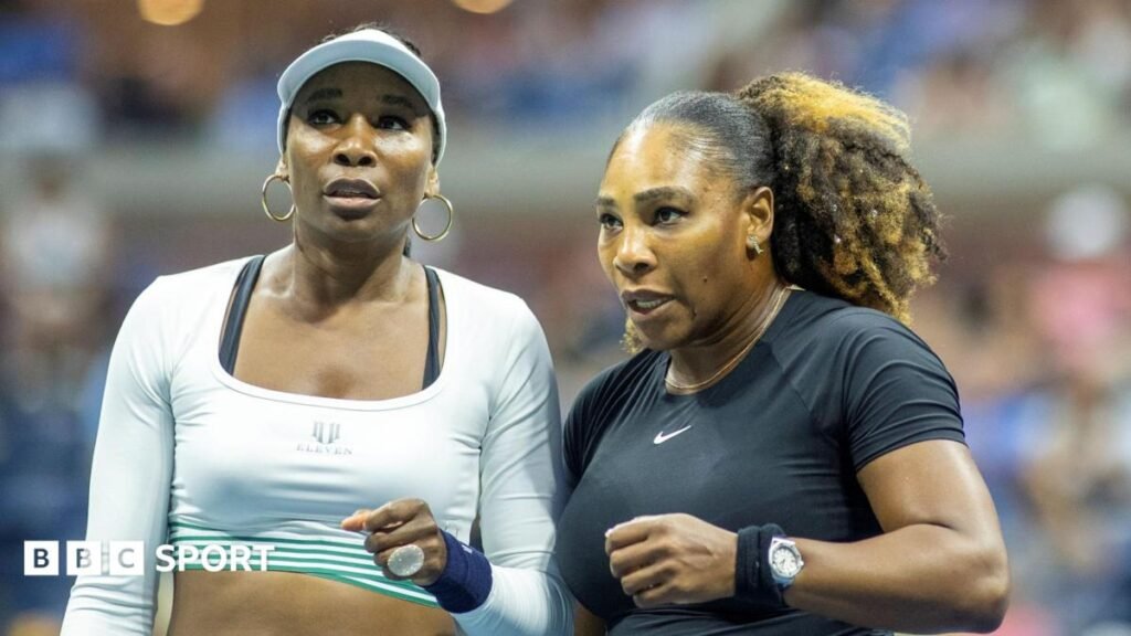 Wimbledon 2026: Serena Williams and Venus Williams receive doubles wildcard Venus Williams, in short white top and cap, stands alongside Serena Williams, who wears a black outfit