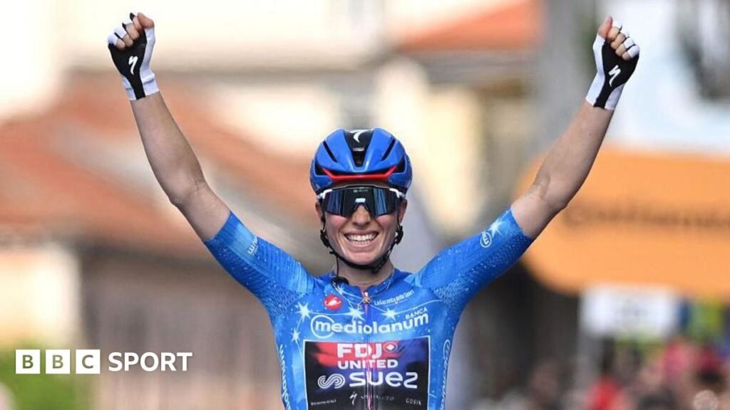 Women’s Giro d’Italia 2026: Demi Vollering snatches win on final stage to complete Grand Tour trilogy Demi Vollering celebrates at the finish line after clinching the overall victory in the women's Giro d'Italia of 2026