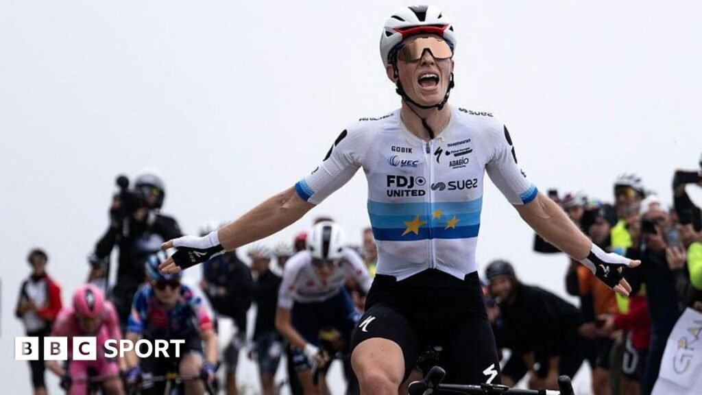 Women’s Giro d’Italia 2026: Demi Vollering wins shortened queen stage on day eight Demi Vollering celebrates as she crosses the finish line to win stage eight of the Giro d'Italia Women 2026