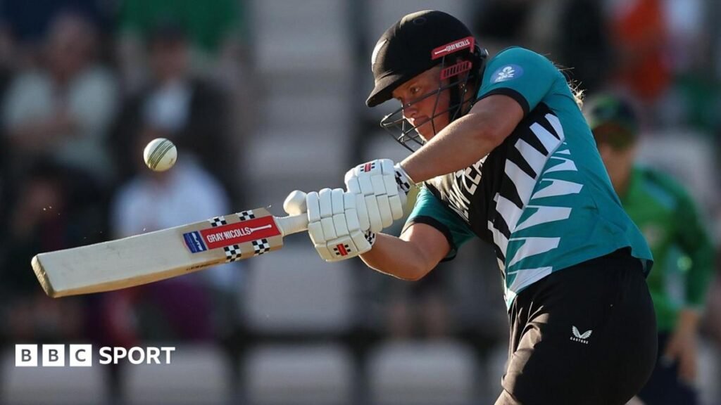 Women’s T20 World Cup results: New Zealand keep hopes alive with narrow win over Ireland Izzy Sharp hit four boundaries as she top-scored for New Zealand with 36