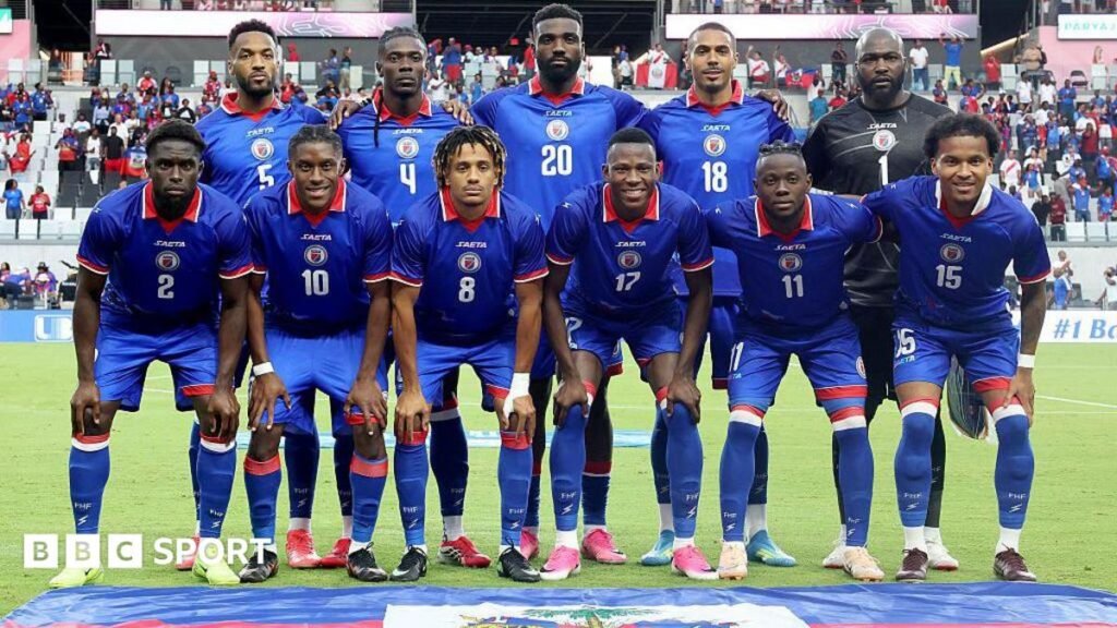 World Cup 2026: Haiti forced to alter kit days before opener against Scotland Haiti line up for a friendly