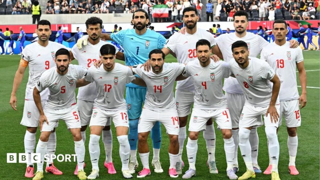World Cup 2026: Iran to lodge complaint to Fifa over travel restrictions The Iran team line up before their 2-2 draw with New Zealand at the 2026 World Cup