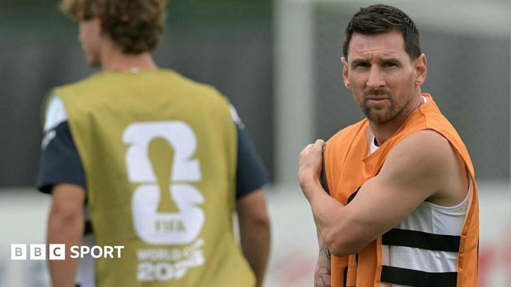 Argentina's Lionel Messi in training