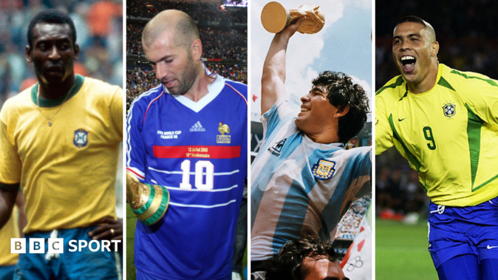 World Cup 2026: Pele, Maradona, Messi, Ronaldo – ranking the biggest World Cup legends Graphic of Messi, Hurst, Pele and Maradona