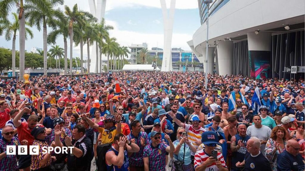 Scotland fans outside LoanDepot Park in Miami